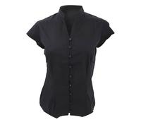 Kustom Kit Women's Continental Blouse Mandarin Collar Cap Sleeve in Black | Size: 8 Kustom Kit Black 8