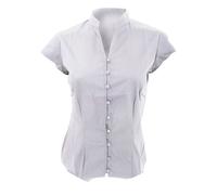 Kustom Kit Women's Continental Blouse Mandarin Collar Cap Sleeve in White | Size: 14 Kustom Kit White 14