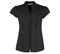 Kustom Kit Women's continental blouse mandarin collar cap sleeve (tailored fit)