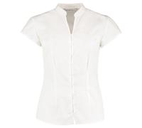 Kustom Kit Women's continental blouse mandarin collar cap sleeve (tailored fit)