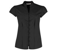 Kustom Kit Women's continental blouse mandarin collar cap sleeve (tailored fit)