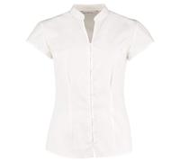 Kustom Kit Women's Continental Blouse Mandarin Collar Cap Sleeve Tailored Fit