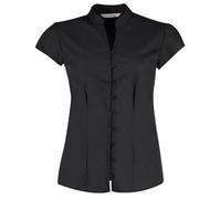 Kustom Kit Women's Continental Blouse Mandarin Collar Cap Sleeve (Tailored Fit)