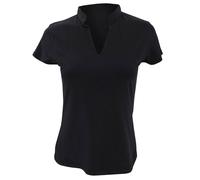 Kustom Kit Women's Corporate Short Sleeve V-Neck Mandarin Collar Top in Black | Size: 20-22 Kustom Kit Black 20-22