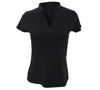 Kustom Kit Women's Corporate Short Sleeve V-Neck Mandarin Collar Top in Black | Size: 8-10 Kustom Kit Black 8-10