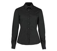 Kustom Kit Womens Ladies Plain Long Sleeved Shirt Work Formal Office Business Tailored Fit Black