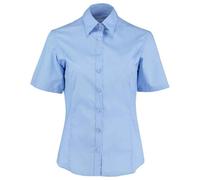 Kustom Kit Ladies' Fitted Shirt, Short Sleeve, Light Blue, Size 28, Cotton/Polyester