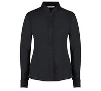 Kustom Kit Women's Mandarin Collar Long Sleeve Shirt Tailored Fit Easy Iron
