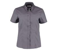 Kustom Kit Women's Premium Oxford Tailored Short-Sleeved Shirt in Charcoal | Size: 22 Kustom Kit Charcoal 22