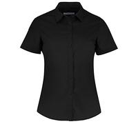Kustom Kit Womens Short Sleeve Tailored Poplin Business Shirt - Black, Size 18