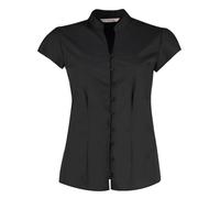 Kustom Kit Women's Style Tailored Fit Cap Sleeve Mandarin Collar Blouse