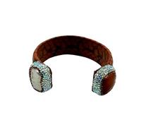 Kusum51 Fashionable Trendy Adjustable Cuff Bracelet Crafted With Exotic Leather Druzy Stones Lovely Bangle Romantic Gift For Woman, Portable, Druzy stones, druzy stones