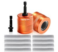 KutaKuta 1/2" & 3/4" Copper Pipe Cleaner Set with 8 Brush Blades, New Professional Plumbing Tools with 1/4" Hex Shank, 15+22mm Drill Tube Cleaning Brush for Removing Rust Stains Paint