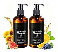 KutaKuta 2 PCS Anti Cellulite Massage Oil - 100% Natural Essential Oils enrich with Collagen, Sunflower & Grape Seed Oil, Improve Cellulite, Nourishes Smoother Skin for Full Body 240ml