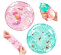 Kutakuta 2 Piece Squishy Cube,Slow Rising Squishies Ice Cube Squishy Stress Balls For Adults Ocean Shells Inside Sensory Stress Relief Ball for Children Adults Anxiety Relief Classroom Birthday Gifts