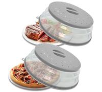 KutaKuta 2PCS Collapsible Microwave Cover for Food, Collapsible & Multi-Functional Vented Microwave Lid for Food, Kitchen Dish Microwave Splatter Guard (Gray)