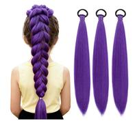 KutaKuta 30 Inch Purple Hair Extensions, 3 Pack Purple Braiding Hair Pre Stretched Synthetic Braiding Hairs, Purples Hair Kids Crochet Braids Hair Extensions for Party Costume Cosplay Stage Partiesies