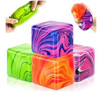 Kutakuta 4 Pcs Fidget Toys Squishy Stress Cube, Solid Ice Cube High Density Malt Sugar Filled Squishy Stress Relief Toys Autism Fidget Balls Sensory Anxiety Relief Item for Kids Adults