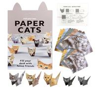 KutaKuta 50 PCS Paper Cats - 3D Origami Cats DIY Paper Cats Kit, Fold Your Own Papers Cat Origami | Fun Craft Activity for Adults Kids, Papers Cat Origami Kit for Animal Lovers Gifts Gnome