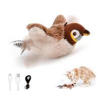 KutaKuta Flapping Bird Cat Toy - Interactive Toys for Cats Rechargeable Flying Chirping Bird Cat Toy, Automatic Flapping Wings Cat Bird Toy, Touch Activated Flappy Bird Cat Toy for Indoor Cats