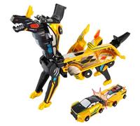 KutaKuta Gold Dragon Transforming Car - 2 PCS Robocrash Magnetic Transforming Car, Robo Crash Cars Robot Toys, Automatic Deformation of Magnetic Connections for Boys Girls Gifts