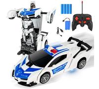 KutaKuta Transforming Police Car, 2 in 1 Remote Control Cars Police Cars Toy with LED Light & 360° Rotation, Transforming Remote Control Car Toys Gifts for Kids 3+