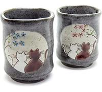 Kutani Japanese Brown Ceramic Teacup (Yunomi) Pair, 2.5 oz, 2.95 x 3.54 inches