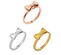 KUTCEK 3PCS Bow Knot Rings Stainless Steel Fashion Elegant Band Set for Women Delicate Feminine Jewelry Gift