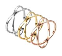 KUTCEK 3Pcs Cross Over Hollow Out Stainless Steel Rings Set Openwork Geometric Design Stackable Jewelry Gift for Women