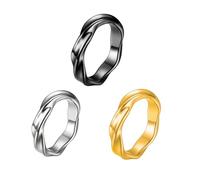 KUTCEK 3PCS Mobius Ring for Men Stainless Steel Modern Statement Band Set Minimalist Couple Rings Gift for Him