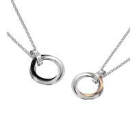 KUTCEK Circle Pendant Necklace Couples Set with CZ Stainless Steel Minimalist Matching Pair Modern Love Gift for Him and Her