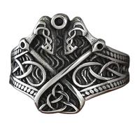 KUTCEK Double Axe Viking Stainless Steel Ring Norse Odin Symbol Warrior Style Statement Band Jewelry Gift for Men