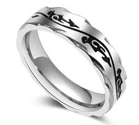 KUTCEK Dragon Ring for Men Stainless Steel Etched Oriental Pattern Dark Style Band Jewelry Gift for Boyfriend Husband