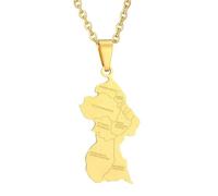 KUTCEK Enamel French Guiana Map Necklace Stainless Steel Unisex Layering Chain Bohemian Jewelry Gift for Women and Men