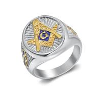 KUTCEK Freemason Symbol Titanium Steel Men's Ring - Vintage Gothic Punk Hypoallergenic Matte Black Jewelry Gift
