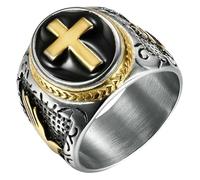 KUTCEK Hand of God Ring for Men Titanium Steel Black Resin Gothic Jewelry Gift for Him Cross Ring Punk Style Statement Ring