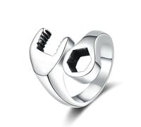 KUTCEK Industrial Punk Titanium Steel Wrench & Screw Stackable Ring Set for Men - Hip hop Rocker Jewelry Gift for Man