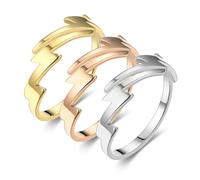 KUTCEK Lightning Bolt Ring Stainless Steel Women's Jewelry Minimalist Couple Rings Matching Set Gift for Her