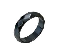 KUTCEK Magnetic Black Stone Titanium Steel Ring Geometric Diamond Shape Unisex Energy Jewelry Gift for Women Men