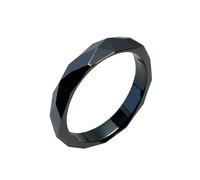 KUTCEK Magnetic Black Stone Titanium Steel Ring Geometric Diamond Shape Unisex Energy Jewelry Gift for Women Men