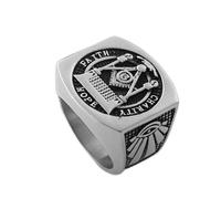 KUTCEK Masonic Titanium Steel Ring for Men Vintage Freemason Symbol Hypoallergenic Gothic Punk Accessory Jewelry Gift