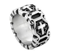 KUTCEK Men's Gothic Vintage Punk Medieval Cross Ring -Titanium Steel Fashion Statement Hip hop Finger Ring Jewelry Gift for Men