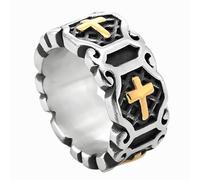 KUTCEK Men's Gothic Vintage Punk Medieval Cross Ring -Titanium Steel Fashion Statement Hip hop Finger Ring Jewelry Gift for Men