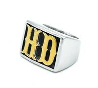KUTCEK Men's HD MC Letter Stainless Steel Ring - Trendy Punk Rock Motorcycle Jewelry Gift for Him