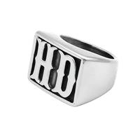 KUTCEK Men's HD MC Letter Stainless Steel Ring - Trendy Punk Rock Motorcycle Jewelry Gift for Him