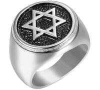 KUTCEK Men's Hexagram Ring Titanium Steel Gothic Punk Jewelry Vintage Six-Point Star Band for Him Gift