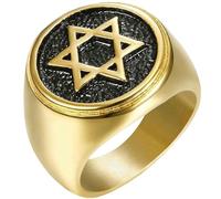 KUTCEK Men's Hexagram Ring Titanium Steel Gothic Punk Jewelry Vintage Six-Point Star Band for Him Gift