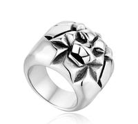 KUTCEK Men's Lion Head Titanium Steel Ring - Punk Gothic Jewelry with Matte Black Finish Gift for Men