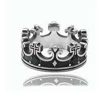 KUTCEK Men's Vintage Punk Style Titanium Steel Crown Ring Multi-colored Stones Trendy Fashion Jewelry Gift for Men