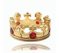 KUTCEK Men's Vintage Punk Style Titanium Steel Crown Ring Multi-colored Stones Trendy Fashion Jewelry Gift for Men